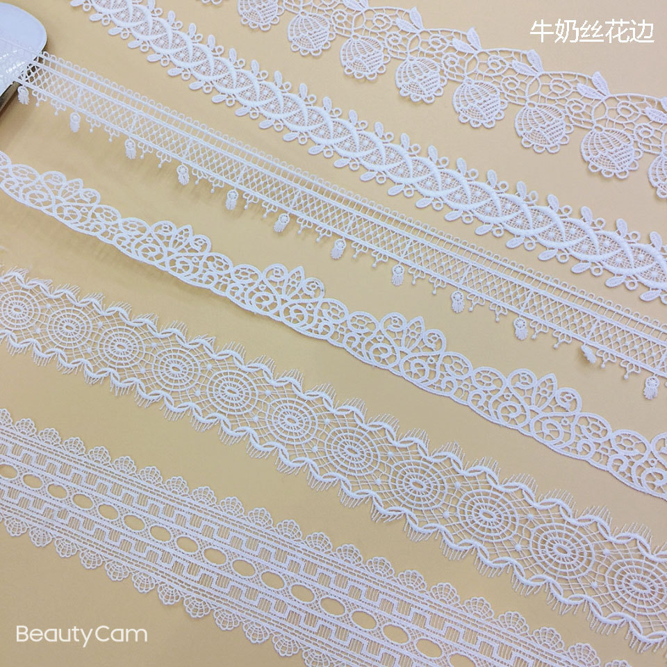 Milk Silk Wedding Dress Fine Line Bar Code Underwear Home Textile Accessories Lace Jewelry Accessories White Water Soluble Bar Code Lace