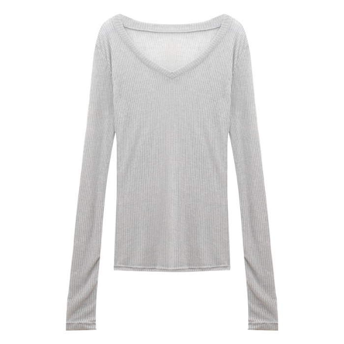 Picture of Thin Micro-transparent V-neck Sunscreen Long-sleeved T-shirt Women's Summer Korean-style Chic Casual Slim-fit Slimming Niche Blouse Top