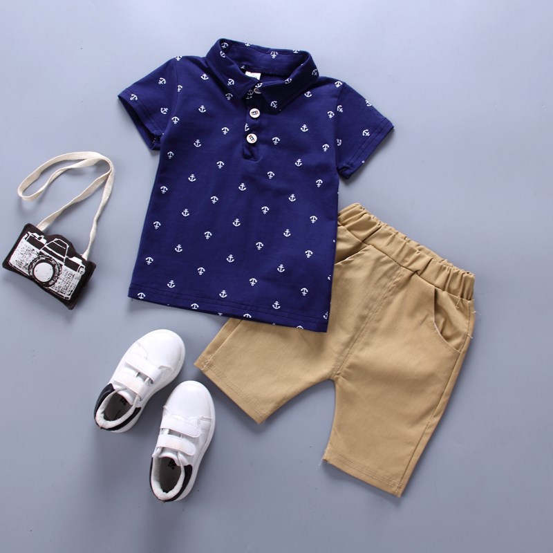 Boys' Summer Short-sleeved New Baby 2 Infant Children's Summer Clothing Two-piece Set 1-4 Years Old Children's Clothes Suit Children's Clothing