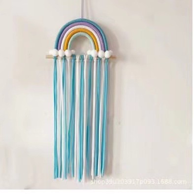 Picture of ins Nordic Rainbow Tassel Hair Accessories Hairpin Finishing Storage Woven Children's Room Decoration Wall Decoration