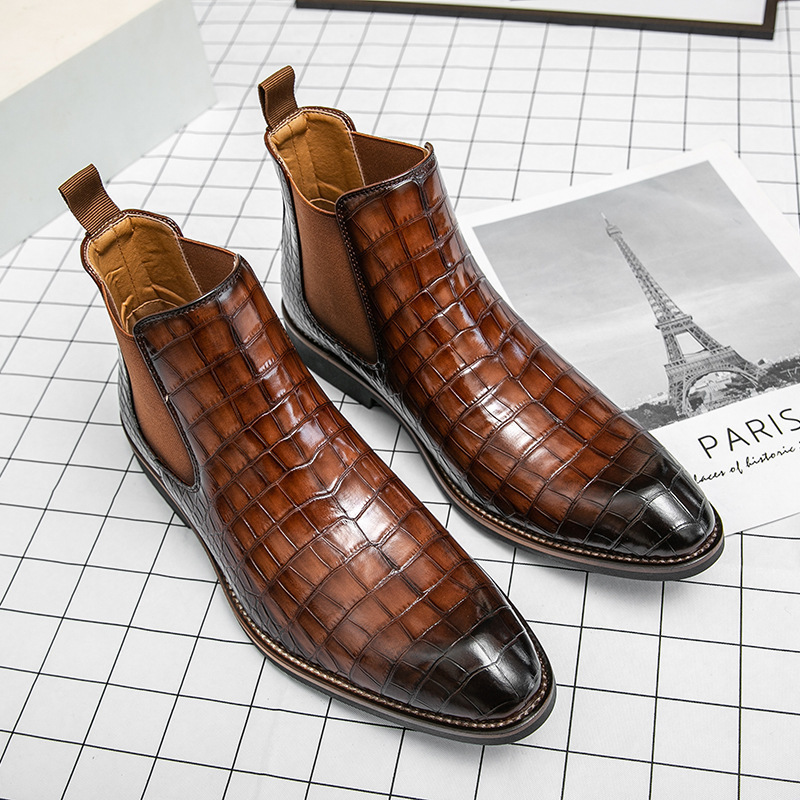Autumn and Winter Men's Shoes Chelsea Boots High-top plus size Leather Boots Knight Boots Fashion European and American Short Barrel Chelsea Boots