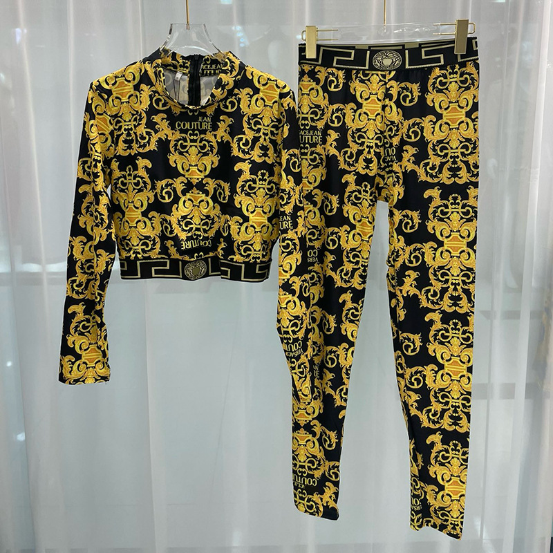 2025 Summer New European and American Trendyy Export Cross-Border Fashion Digital Printing Women's Yoga Wear Pants Two-Piece Set