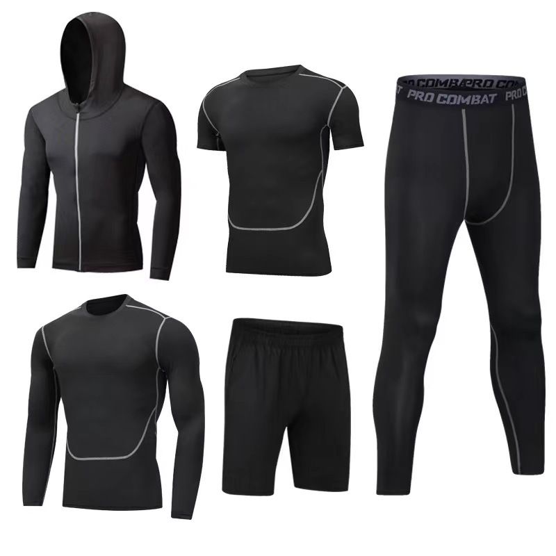Trendy brand Men's Fitness casual suit Spring and Autumn new quick-drying clothes sports running clothes training tights equipment