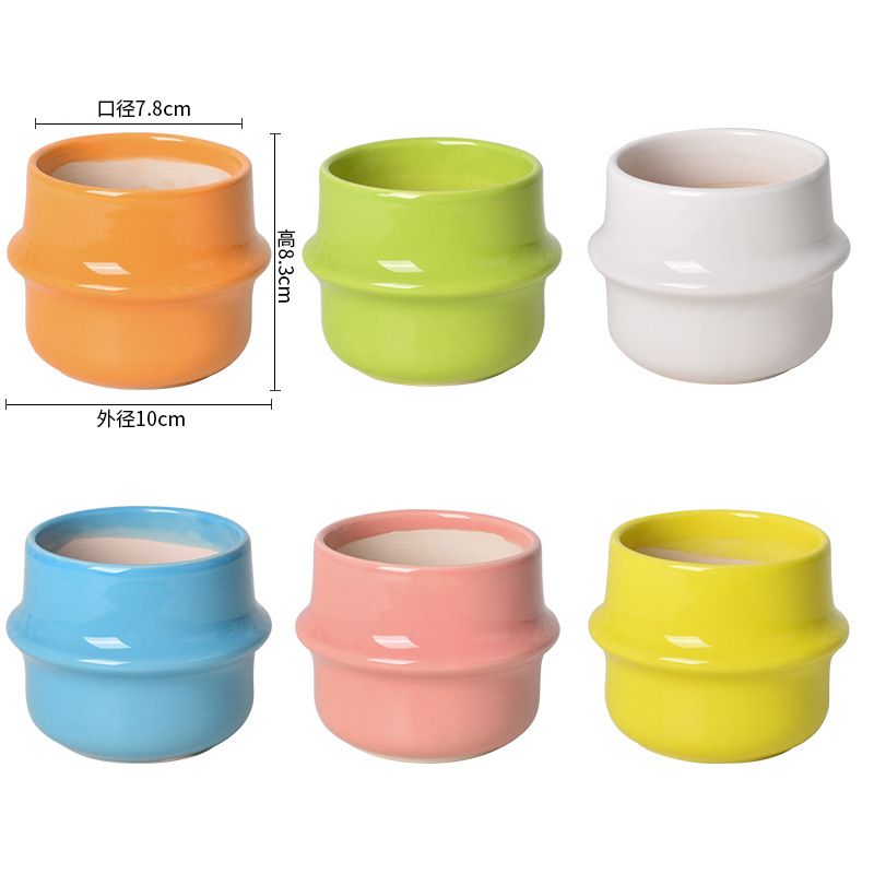 Picture of Factory wholesale ceramic flower pot glaze combination creative home decoration fleshy flower pot simple meat green plant potted plant