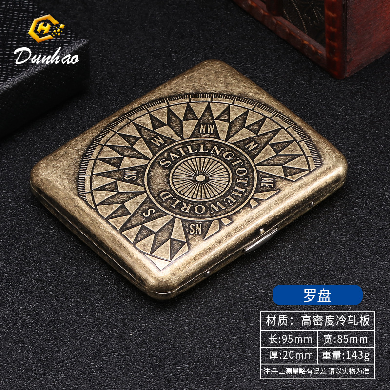 Picture of New Bronze Condensed Flower 20-Pack Metal Imitation Copper Cigarette Box Flip-Top Gift Box Carved and Engraved Pressure-Resistant and Dust-Proof Cigarette Box