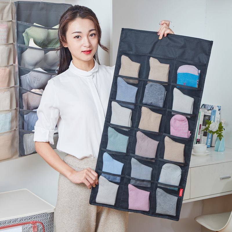 Fabric Double-Sided Underwear Storage Hanging Bag Wardrobe Socks and Underwear Storage Bag Wall-Mounted Storage Bag