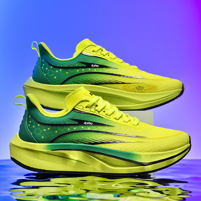 Carbon plate professional running shoes men's sneaker 2025 new cushioning rebound lightweight mesh breathable fashion gradient