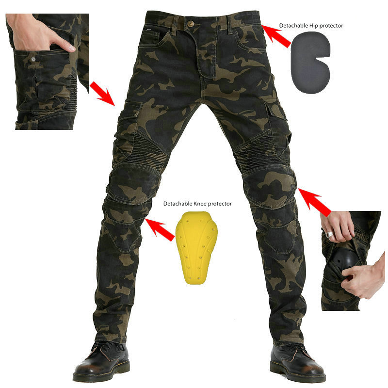 Picture of New Motorcycle Pants, Four-Season Casual Pants, Slim Black Cargo Pants, Motorcycle Cycling Jeans, Men's Multi-Bag