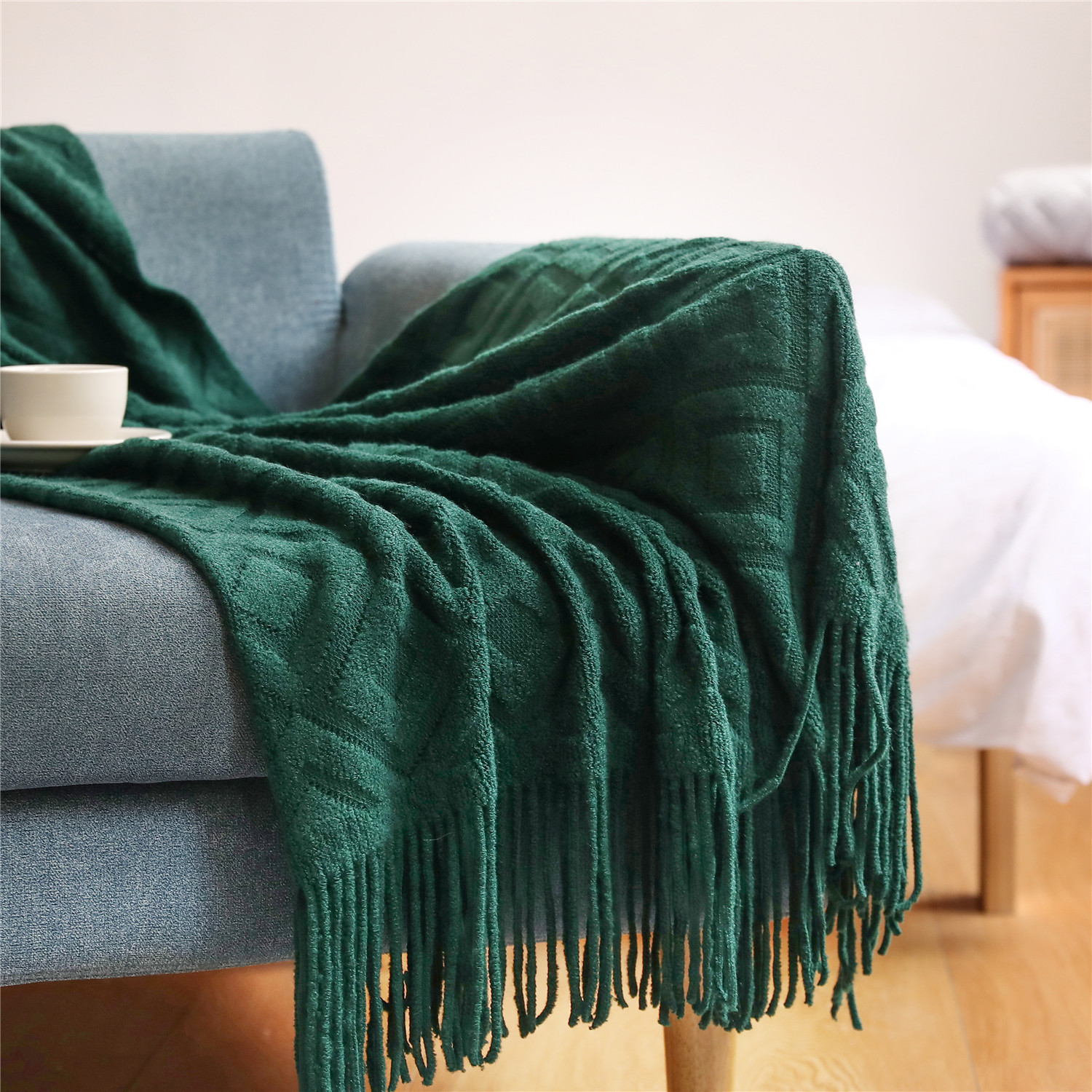 Picture of Sofa Blanket Blanket Blanket Knitted Blanket Office Nap Blanket Jacquard Blanket American Style Blanket Thread Blanket