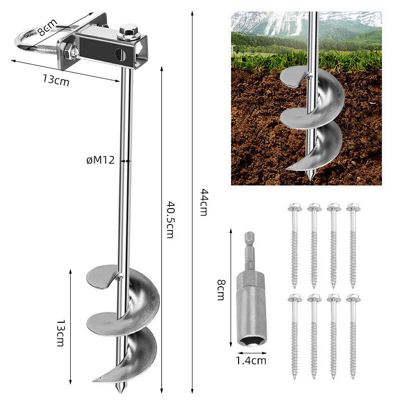 Multi-purpose ground anchor screw-in widening spiral ground anchor fully welded movable house ground anchor fixing pipe