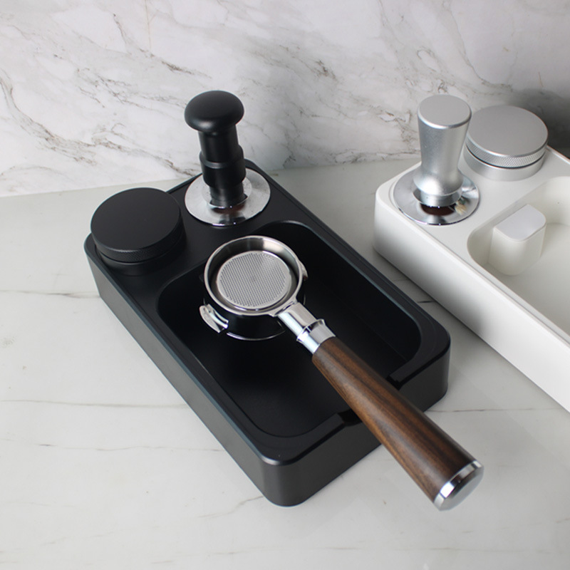 Household Multifunctional Coffee Tamper Base with Powder Dispenser and Knock Box, Coffee Machine Tool Storage Tool