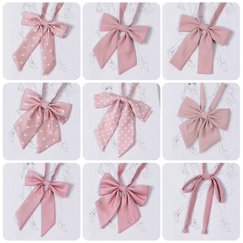 Pink Bow Tie Feather Flat Angle Student Collar Flower Jk Uniform Shirt Japanese Style Preppy Style Bow Tie Female Accessories