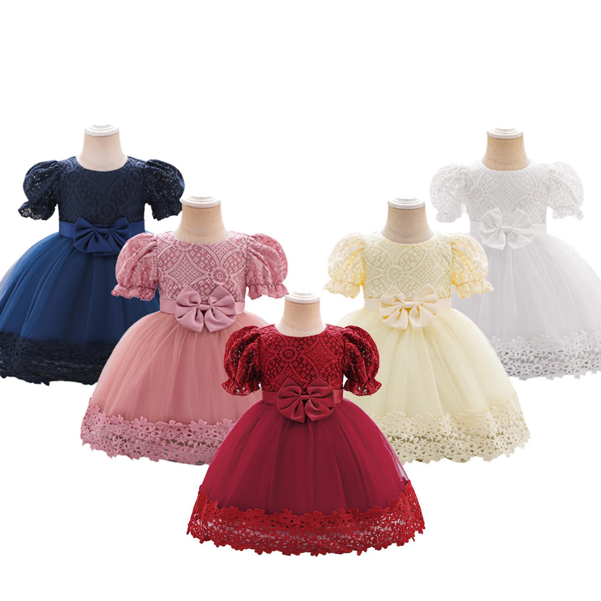 Picture of Amazon New Girls' Dress Embroidered Bow Princess Dress Flower Girl dress Party Dress Kids Dress