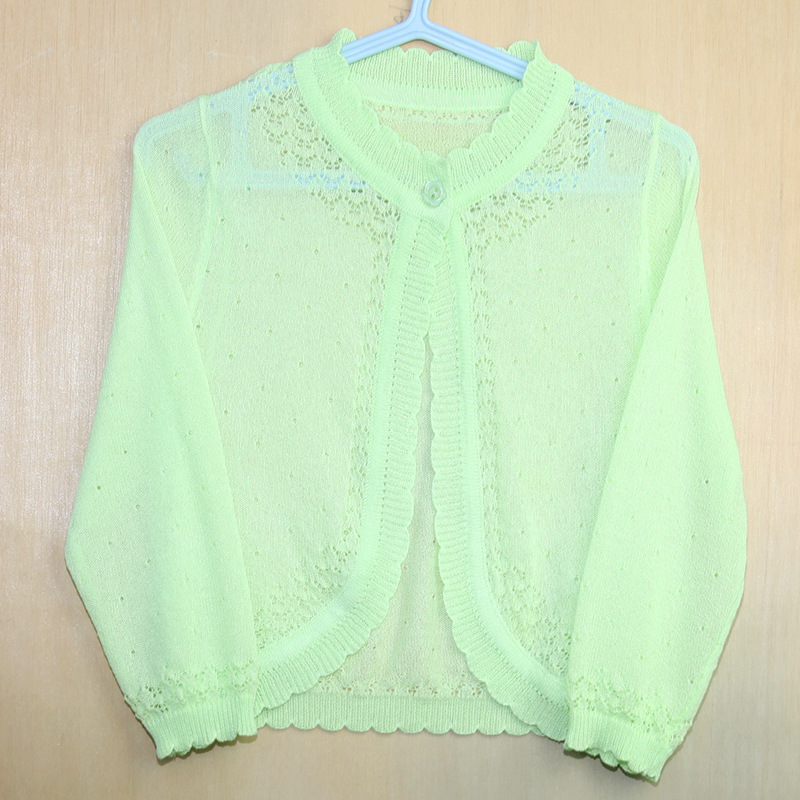 Picture of Popular Girls' Sun Protection Clothing, Breathable Small Shawl, Summer New Style, Kidsren's Little Princess One-Year-Old Knitted Cardigan Jacket, Trendy