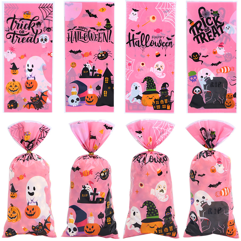 2024 New Cross Border Halloween Candy Bag Creative Tie Pocket Children's Day Gift Party Performance Biscuit Bag