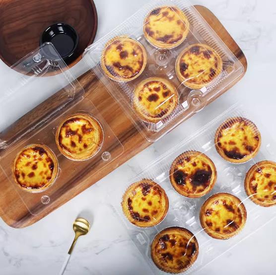 2/4/6 Egg Tart Transparent Thickeneded Plastic Packaging Box Two, Four, Six Egg Tarts Disposable Packaging Blister Box