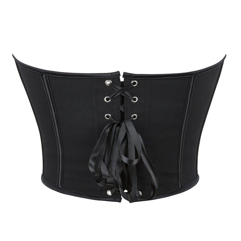 Picture of Black Matte Pattern Tube Top for Women, Sexy Palace Top, Cute Heart-Shaped Tube Top Corset, Off-Shoulder Shapewear