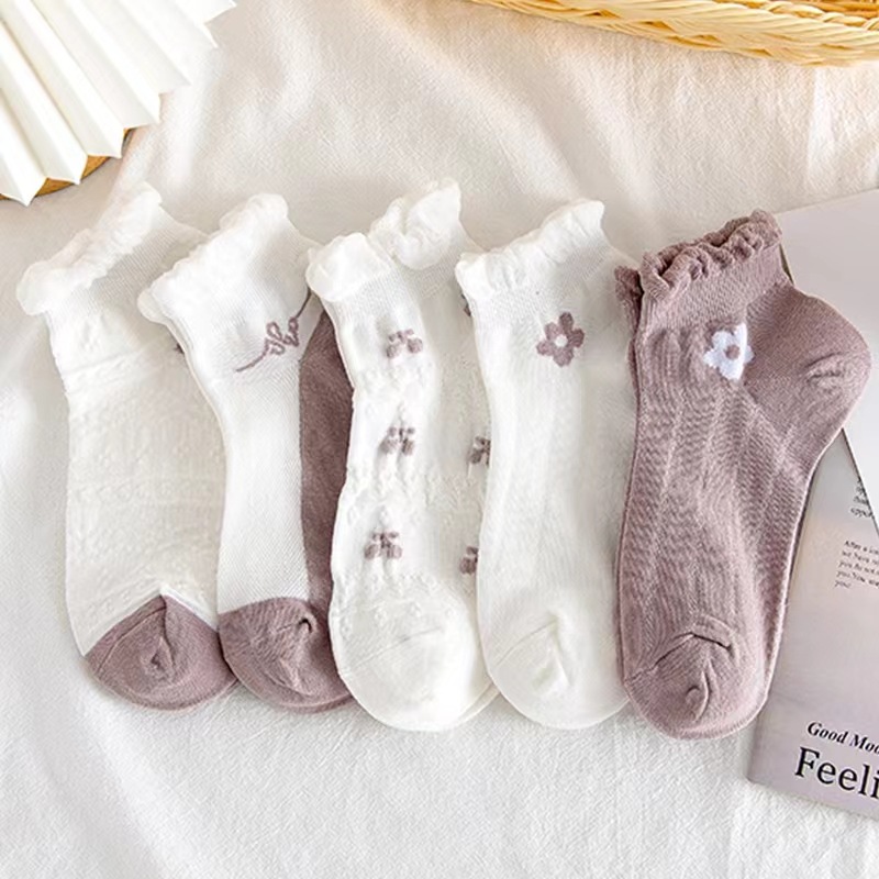 Picture of Socks Men's Summer Solid Color Black and White Grey Boat Socks Unisex Low Mouth Breathable Short Socks Low Top Socks