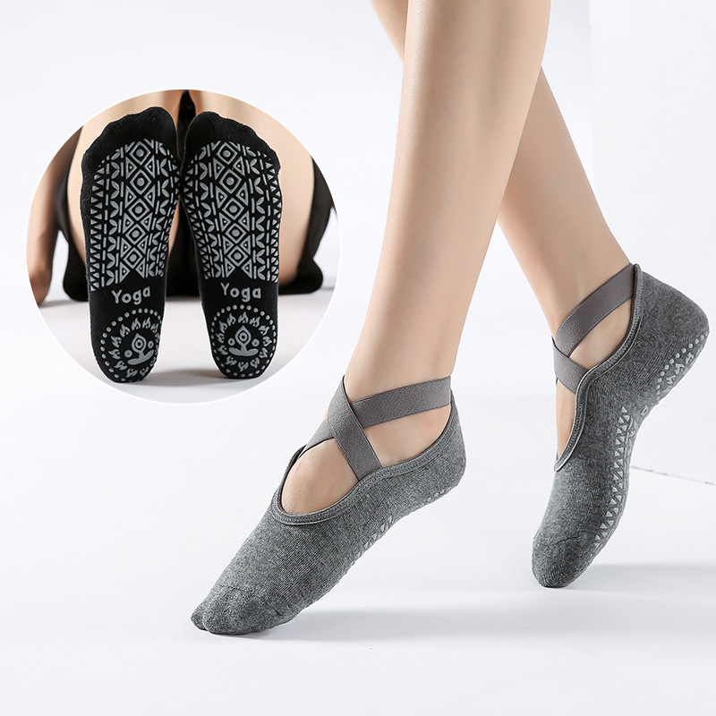 Non-slip yoga socks autumn and winter thickened cotton Pilates backless indoor dance fitness adult women's socks