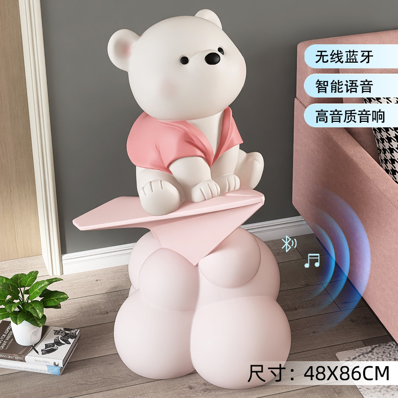 Picture of Creative Bear Moving Gift Large Floor-Standing Ornaments Living Room Tv Cabinet Next to the Sofa Accessible Luxury Home Decorations