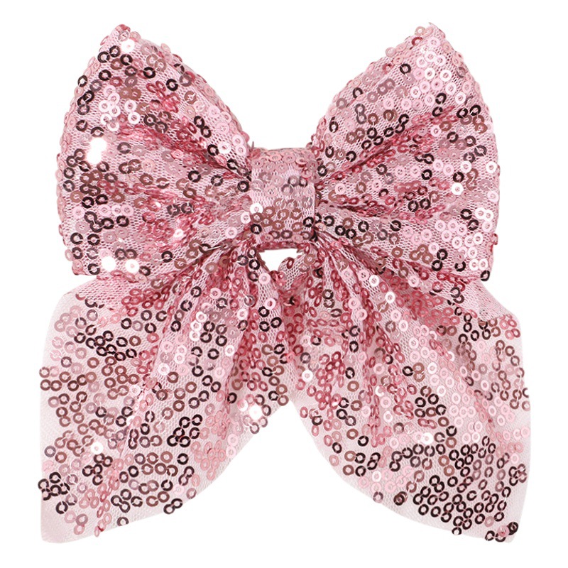 European and American children's hairpin sequins solid color mesh bow hair accessories baby cross-border hot duck bill clip headdress 2972
