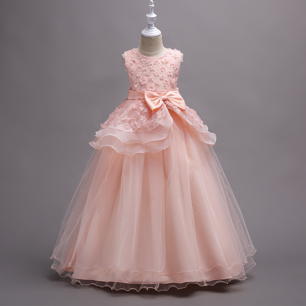 Picture of South Korea Children's Sleeveless Mop Dress Wedding Dress Flower Children's Dovetail Dress Girl's Host Evening Princess Dress