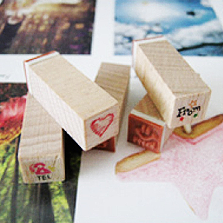 Picture of Creative Journal decoration diary seal love life wooden seal (12 pieces in) wooden boxed 5 options