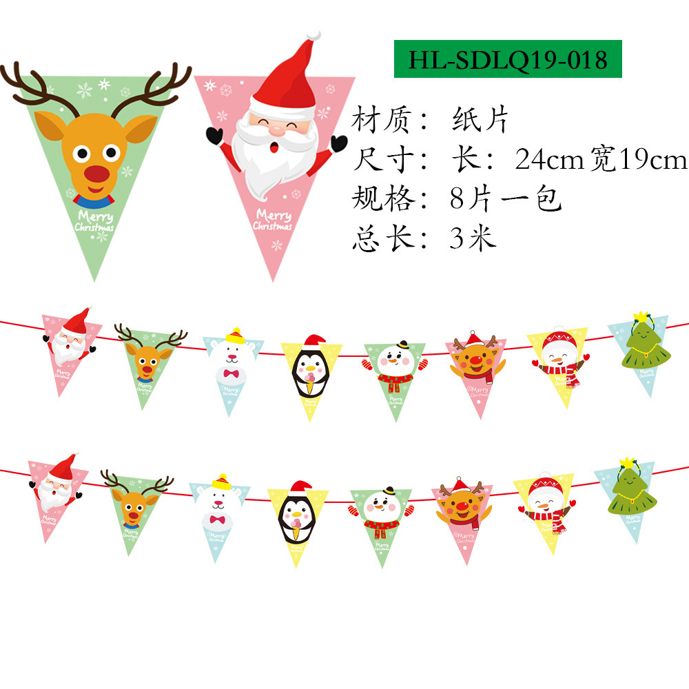 Picture of Christmas Decorations Christmas Pull Flag Hanging Flag Holiday Banner Party Decoration Paper Cartoon Christmas Pull Flower String Flag