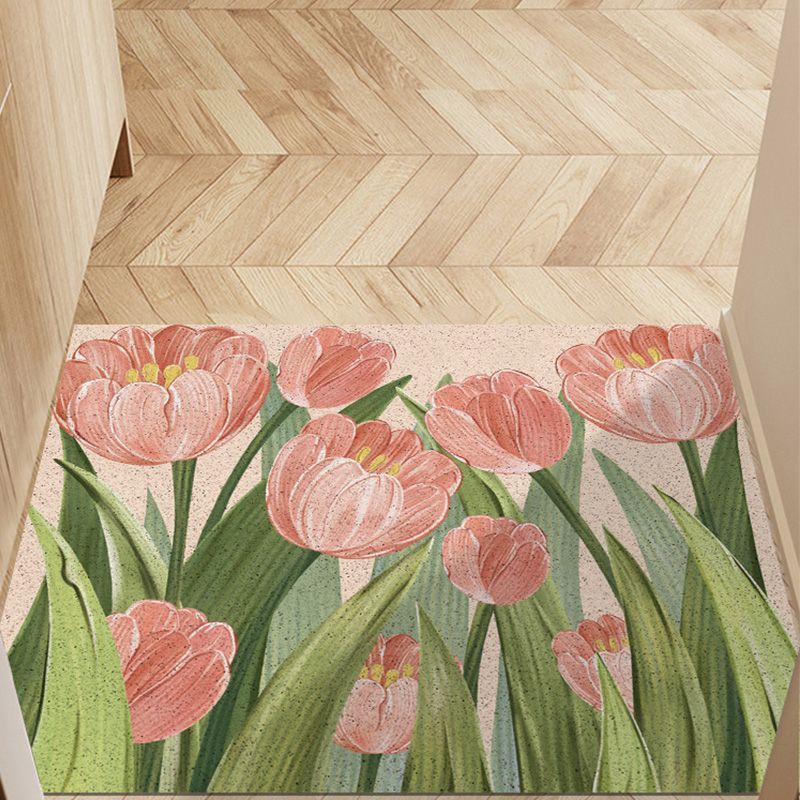 Flower Entrance Door Floor Mat Entrance Door Foot Mat Living Room Entrance Door Mat Household Entrance Door Silk Ring Non-slip Carpet