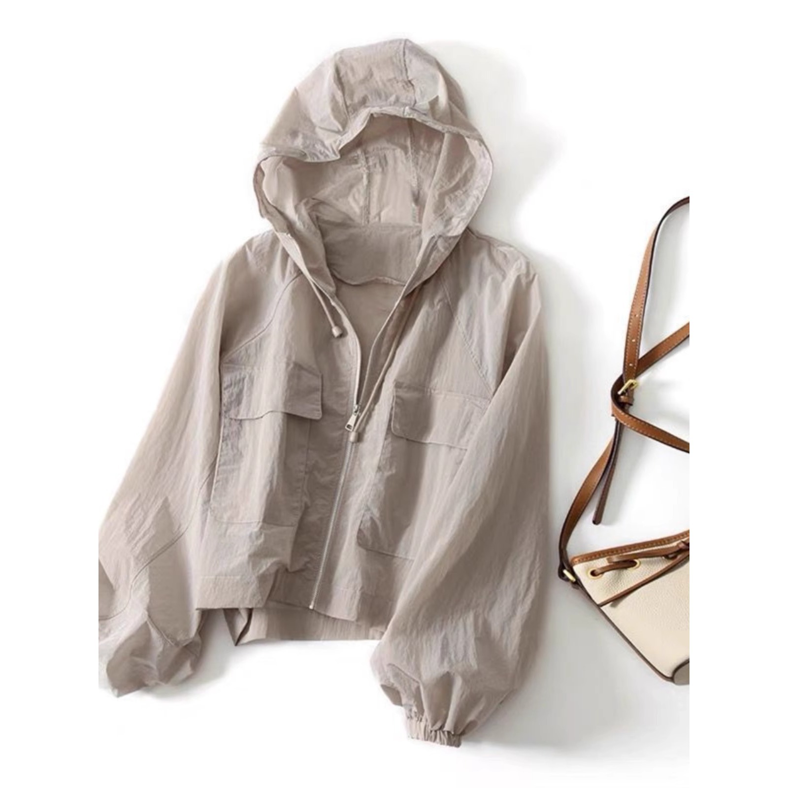 2025 summer new casual all-match outdoor short coat 202 solid color stitching short coat sunscreen A3976