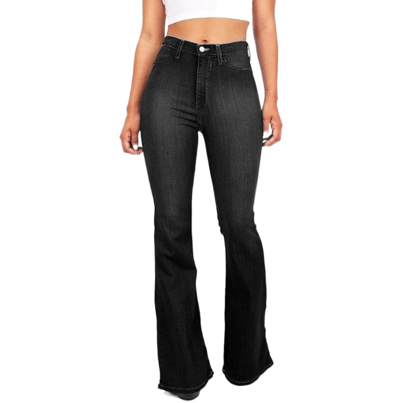 European and American Foreign Trade High-Waisted Bootcut Jeans for Women in Spring and Autumn, Wide-Legged, Slimming, Long Flared Pants for Summer