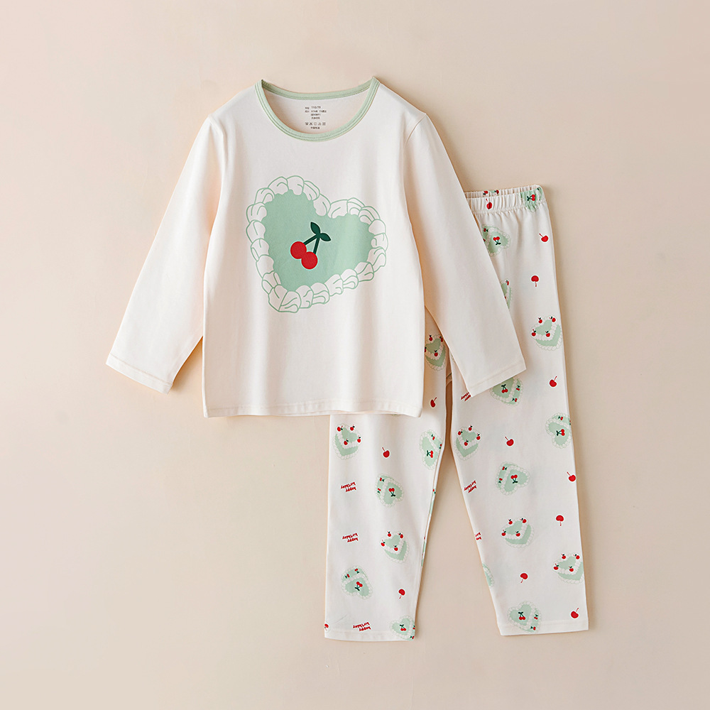 Picture of Children's Home Clothes Korean Style Pure Cotton Baby Set Class a Cotton Long-Sleeved Thin Kidsren's Clothing Boys and Girls Summer and Autumn Pajamas