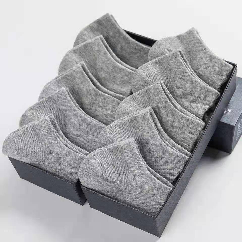 Picture of Socks Men's Summer Solid Color Black and White Grey Boat Socks Unisex Low Mouth Breathable Short Socks Low Top Socks