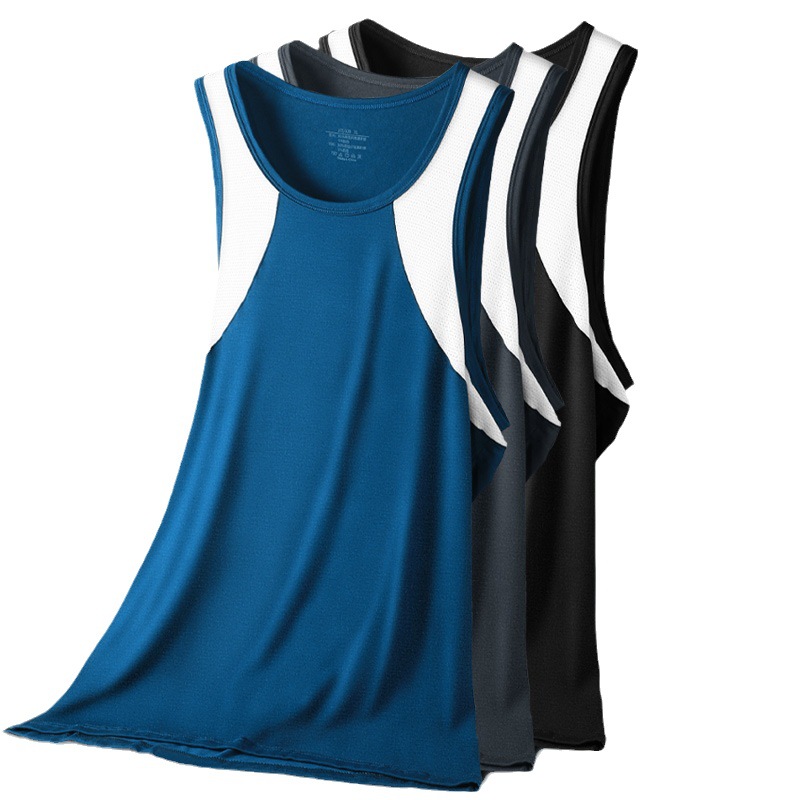 Picture of Men's Vest Comfortable Breathable Sling Hurdle Short-sleeved Young Boys Sports Running Sleeveless T-shirt Base Undershirt
