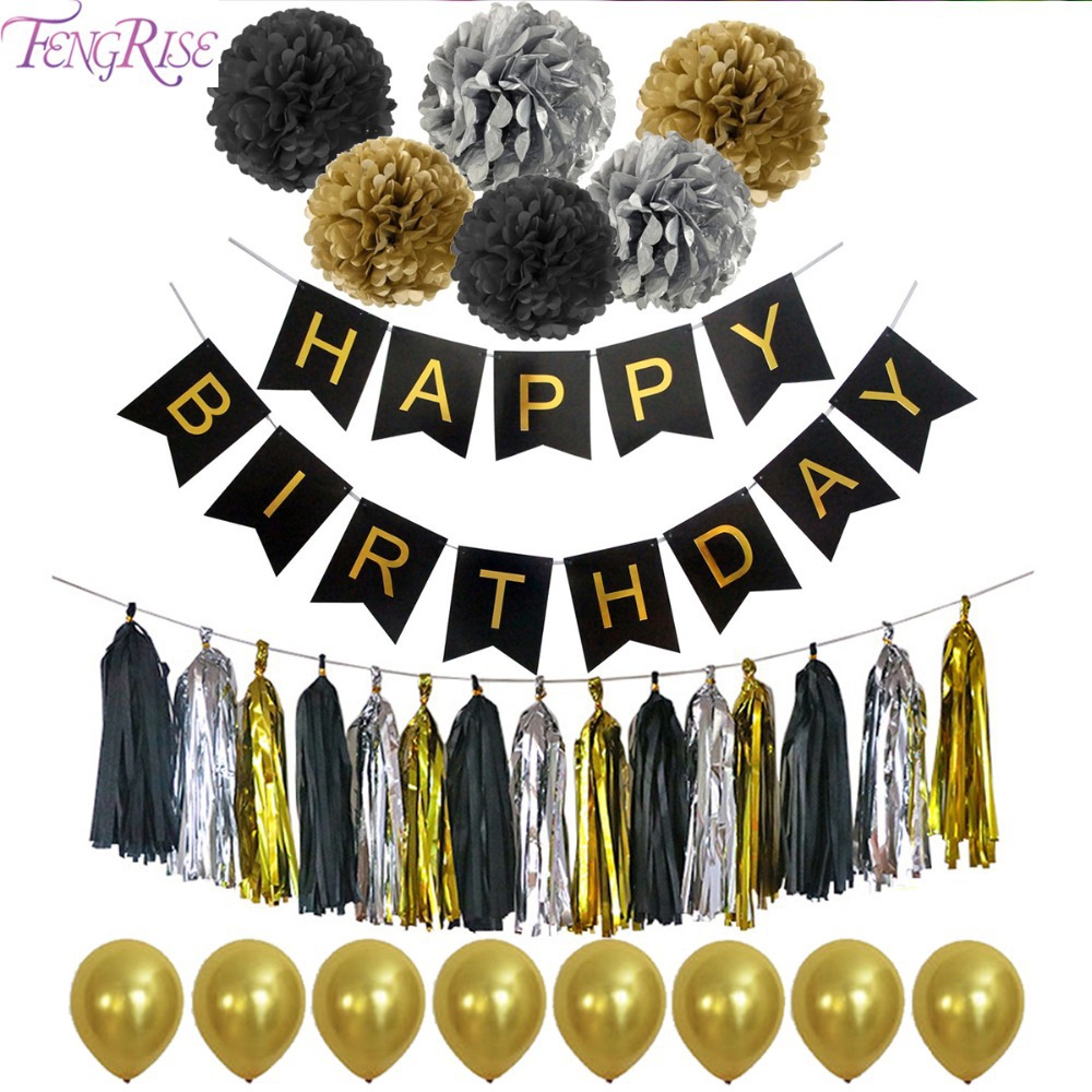 Picture of Amazon Birthday Holiday Party Wedding Decoration Supplies Paper Flower Ball Tassel Spiral Charm Birthday Flag