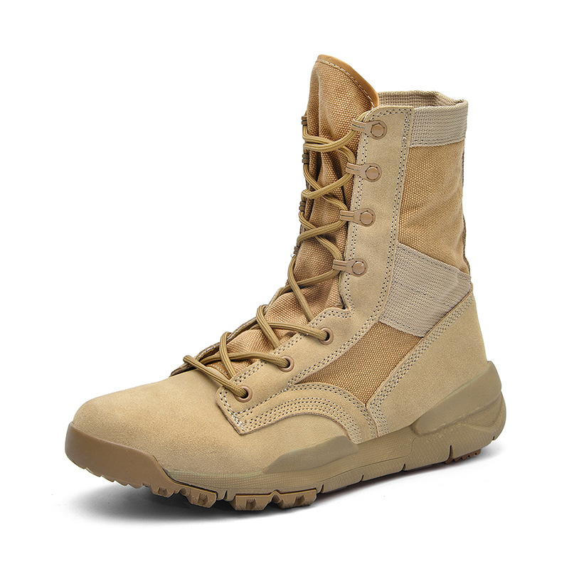 Picture of High-top Hiking Shoes Men's and Women's Genuine Leather Waterproof Non-slip Outdoor Shoes Summer Breathable Lightweight Travel Shoes Desert Hiking Shoes
