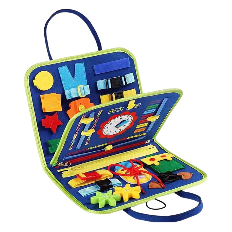 Children's Early Education Teaching Aids Felt Busy Board Wholesale Three-Dimensional Shoelace Zipper Learning Practice Book Educational Toy