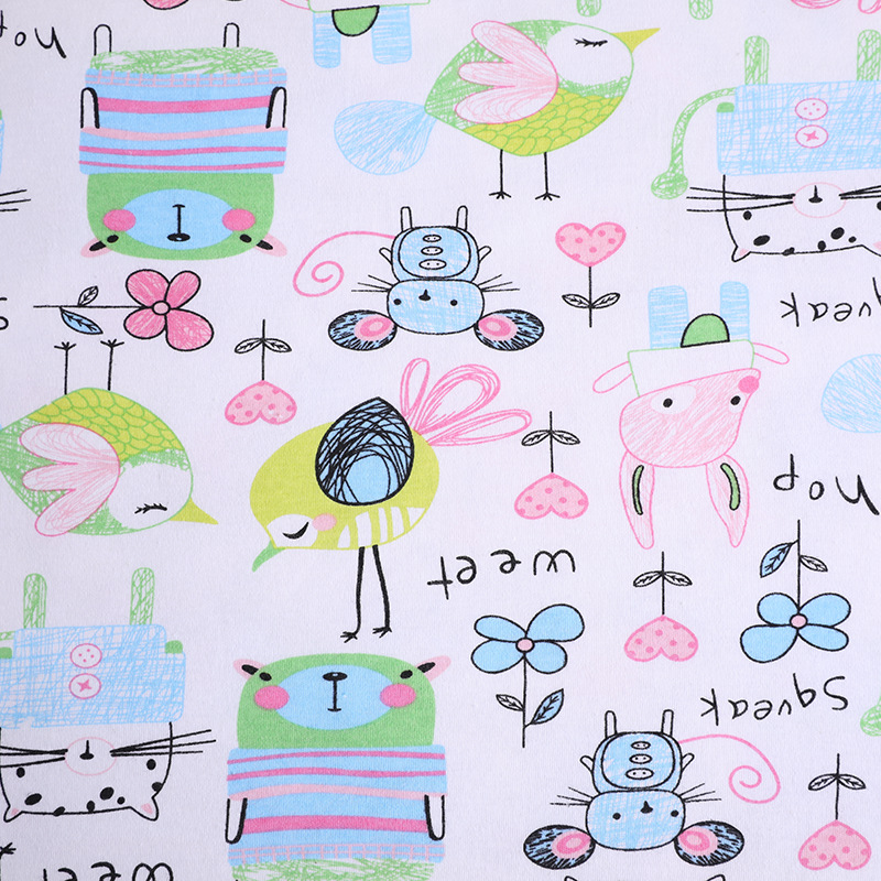 Picture of 130g cotton jersey printed class a combed single-sided cotton printed fabric spring and summer baby pajamas t-shirt fabric