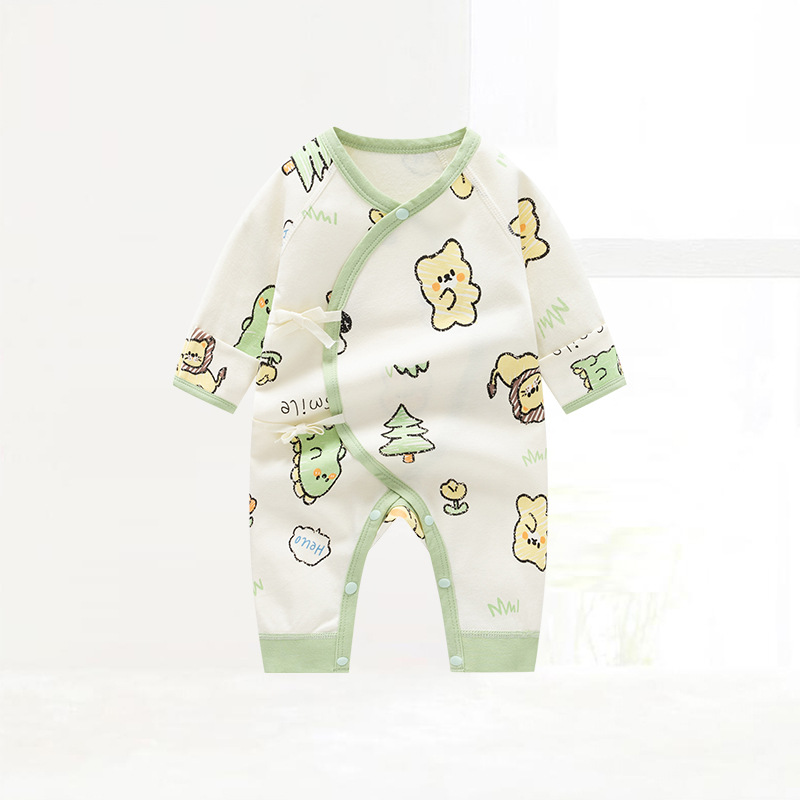 Picture of Autumn New Newborn Jumpsuit, Spring and Autum Baby Clothes, Double-Sided Pure Cotton Infant and Toddler Boneless Long-Sleeved Rompers