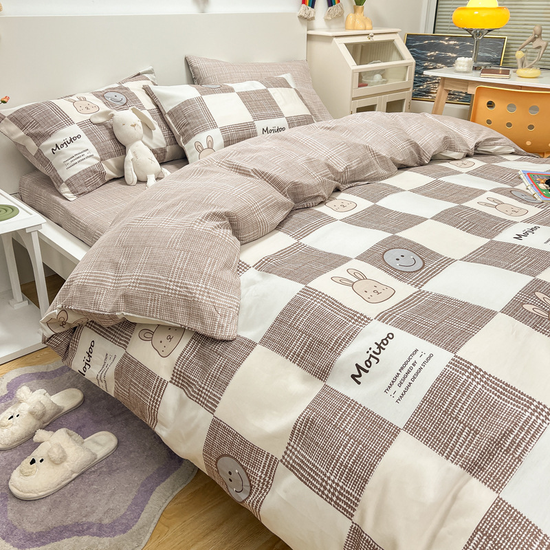 Picture of Nantong bed four-piece cotton sheet Nordic style 100 cotton four-piece set three-piece set Wholesale