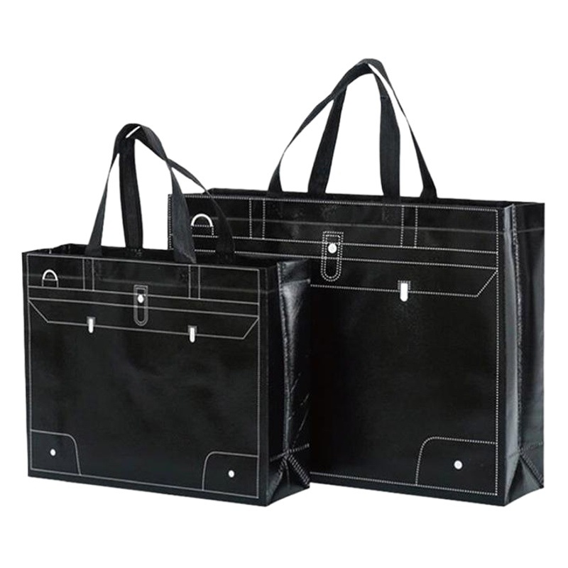 Laminated Non-Woven Bag Shopping Bag Ready-Made Satchel Blank Environmentally Friendly Bag with Printed Logo Clothing Advertising Bag