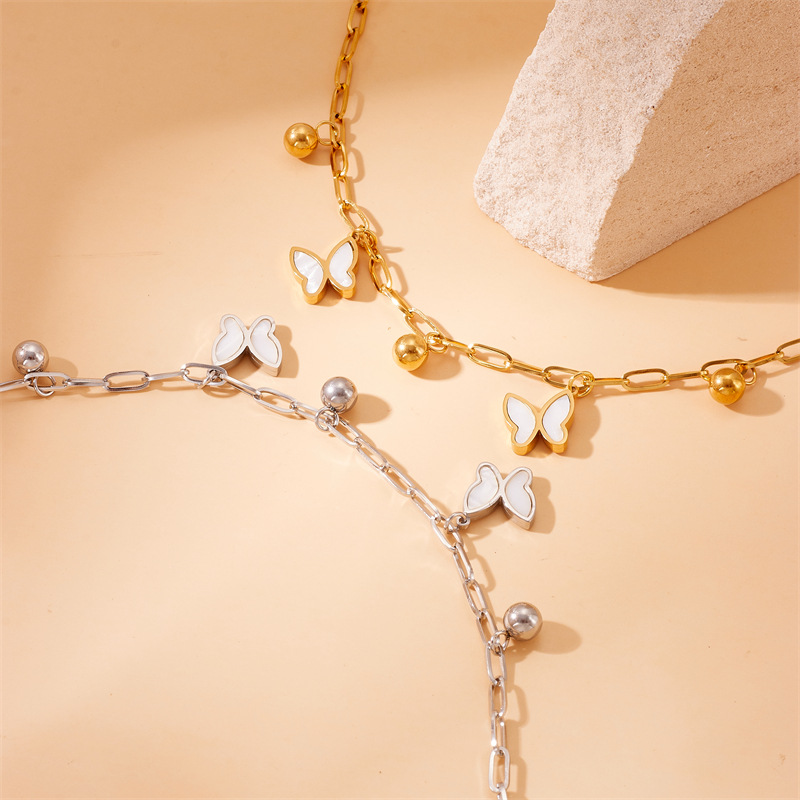 European and American Fashion Niche Temperament High-End Butterfly Decorative Pendant Gold-Plated Stainless Steel Chain Bracelet