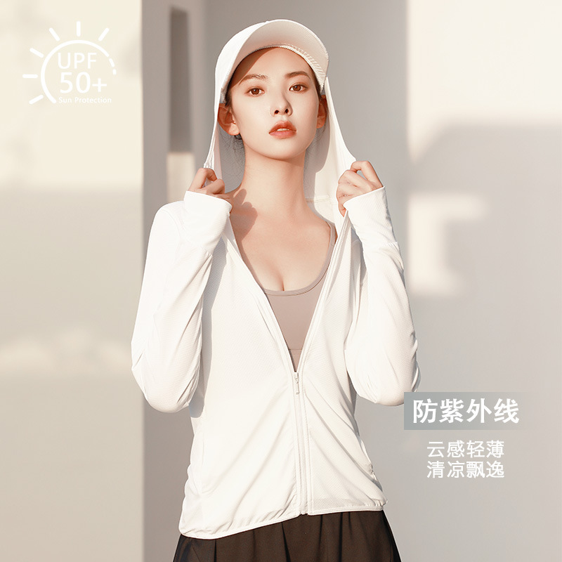 Picture of Juyitang 2025 Spring and Summer New Outdoor Cycling Pure Color Hooded Zipper Breathable Anti-Uv Thin Sun Protection Clothing