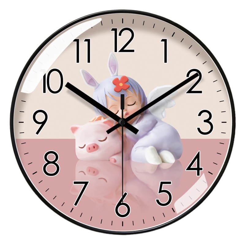 IPRA 6152 wall clock living room clock cute doll mute clock creative feather mute scanning quartz clock