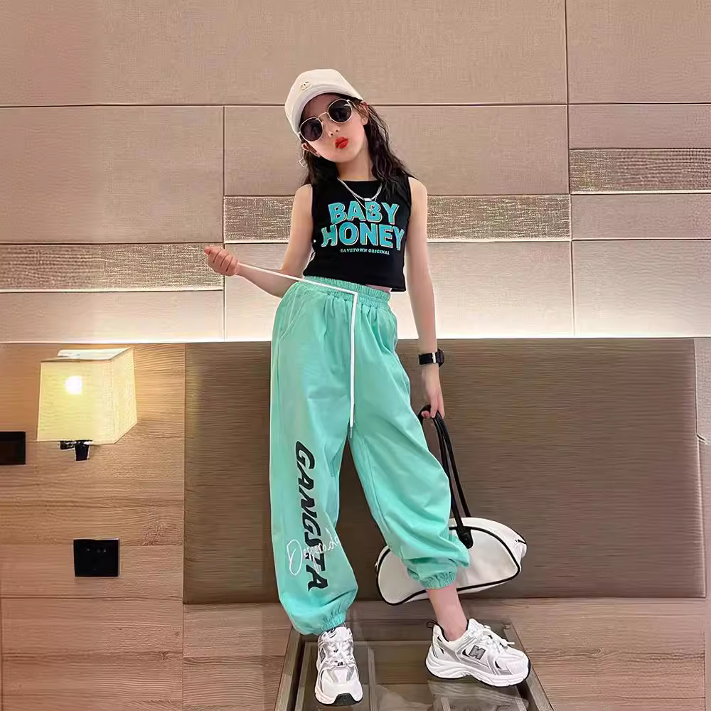 Girls Hip-Hop Suit 2025 New Fashionable Girl Dance Performance Clothing Street Fashion Clothing Performance Navel-Baring Two-Piece Set