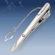 Picture of Metal tie clip men's suit chain 140 simple flower type business atmosphere with drill tie clip