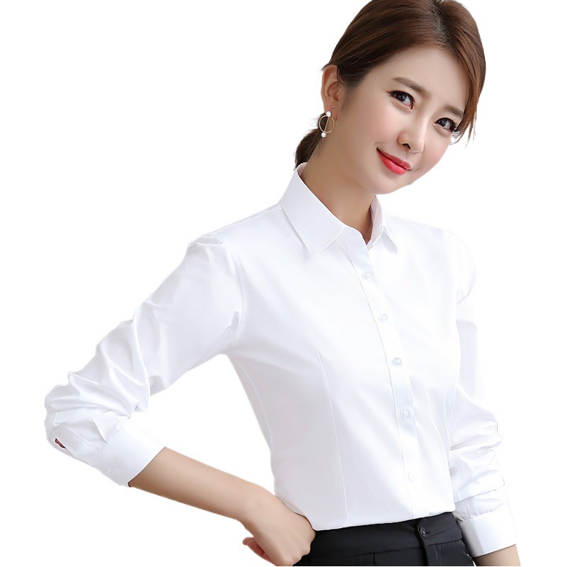 New Women's Shirts Bamboo Fiber Long-Sleeved Women's Shirts No-Iron Business Wear Embroidered Logo White Shirts Women's Wholesale
