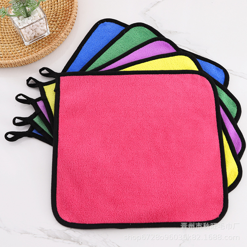 Picture of Manufacturer Wholesale Double-Sided Cleaning Towel Car Special Absorbent Car Wiping Towel Rag Coral Velvet Thickened Small Towel