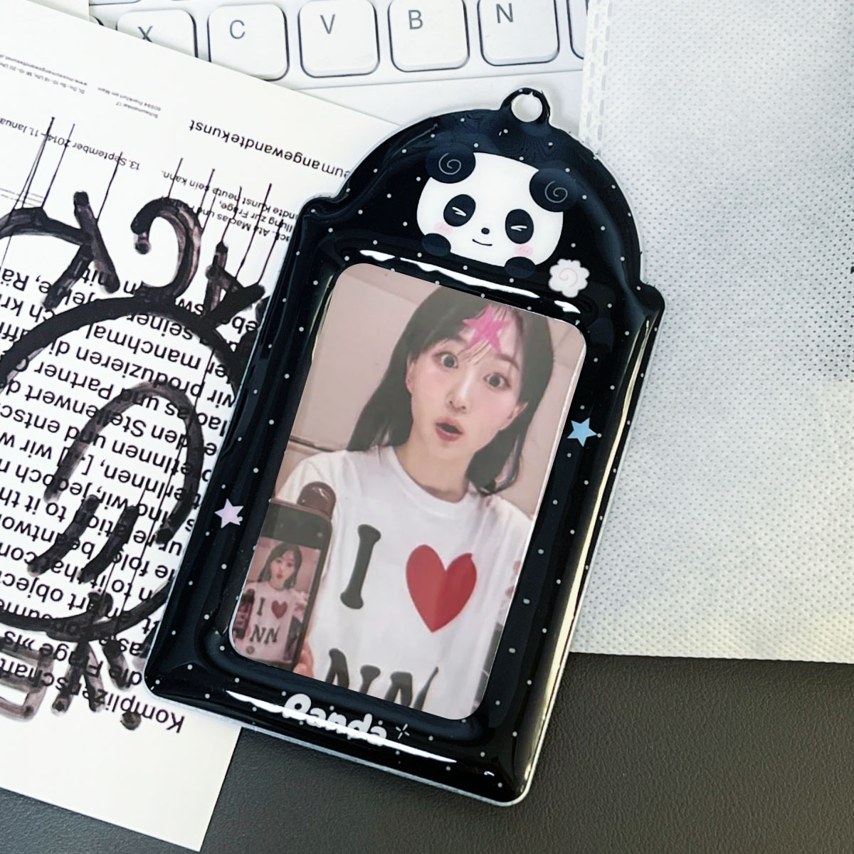 Original Cute Fish Board Panda Pvc Card Holder 3inch Small Card Fan Card Meal Card Display Storage Protective Cover Pendant