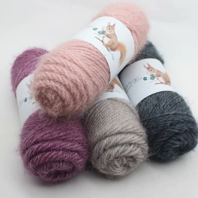 Picture of 75g squirrel wool thread bright silk thread hand-woven hook thick mohair scarf hat shawl fluffy wool ball